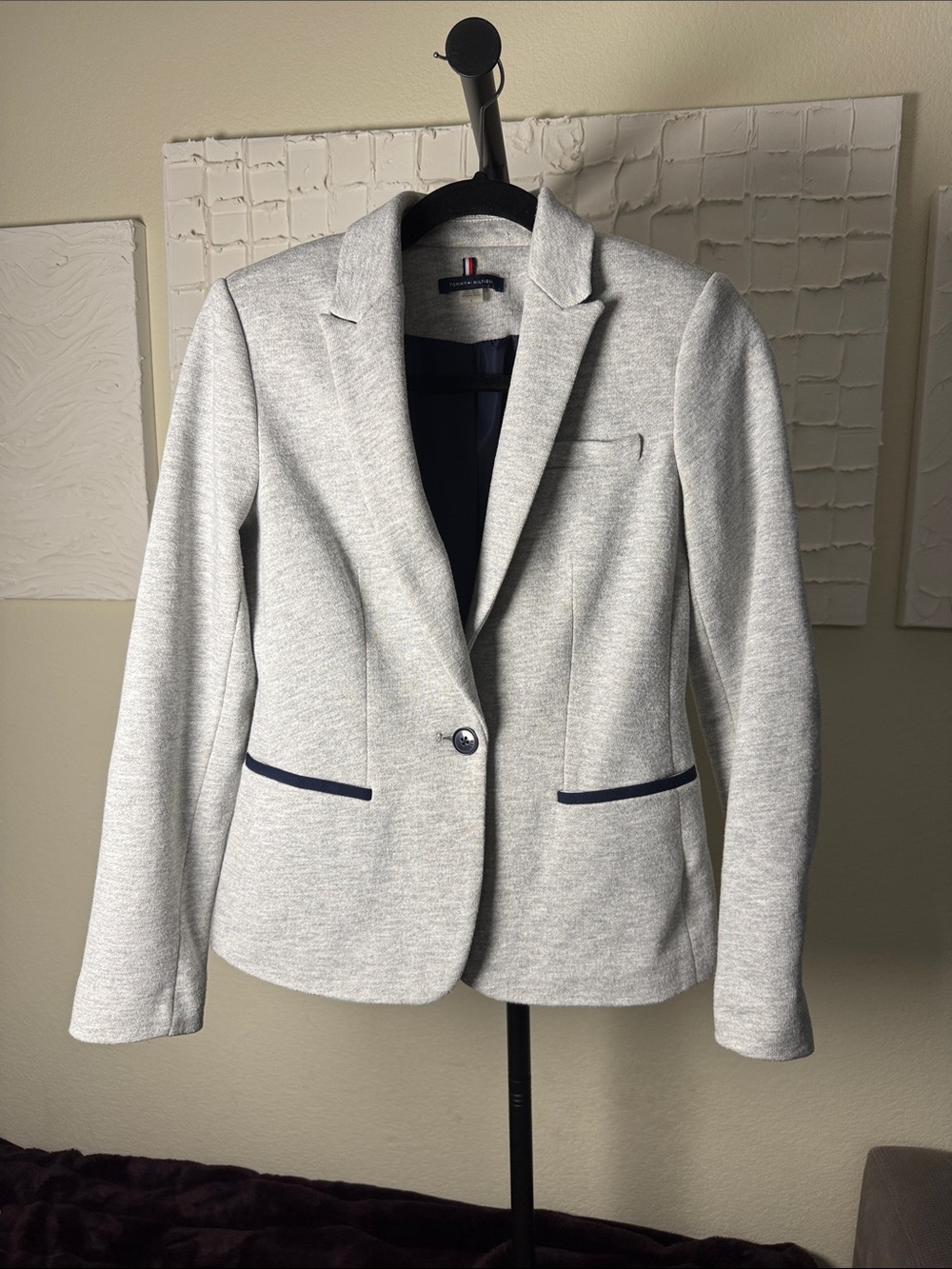 Tommy Hilfiger Knit Blazer Elbow Patch Gray Size 4